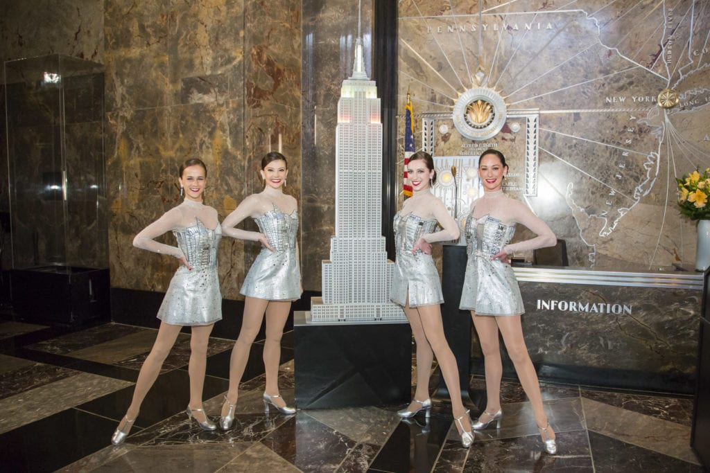 June 15, 2016: Prior to the opening of the New York Spectacular at Radio City Music Hall, the Radio City Rockettes host a lighting ceremony at the Empire State Building in New York City.